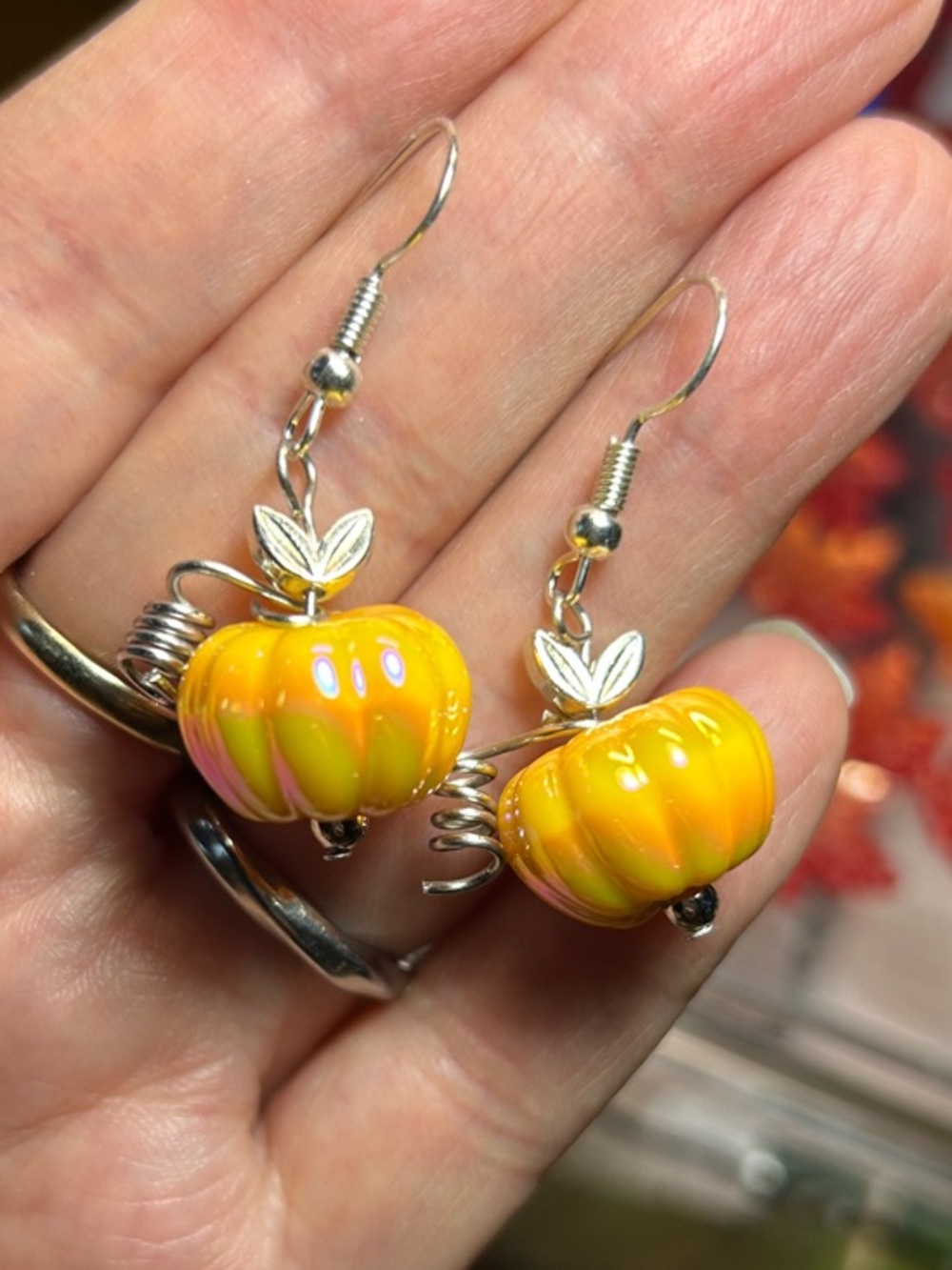 3/$25 Iridescent Pumpkin Drop Earrings
